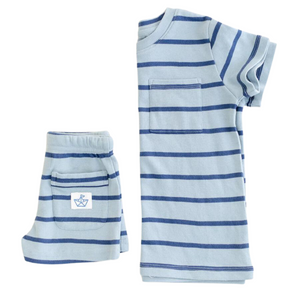 Blue Stripes Knit Shorts