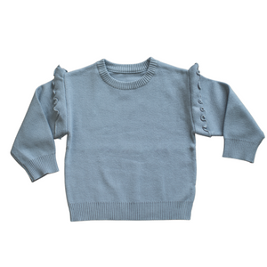 Ruffle Sleeve Knit Sweater | Slate Blue
