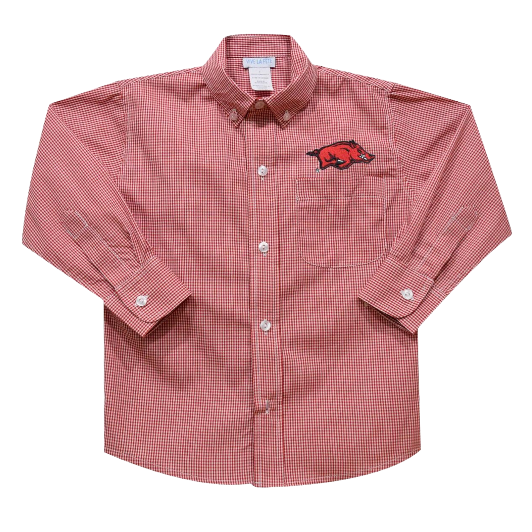 Embroidered Red Gingham Button Down | Arkansas Razorbacks