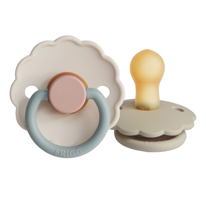 FRIGG Daisy Natural Rubber Baby Pacifier 2-pack | Cotton Candy/Sandstone