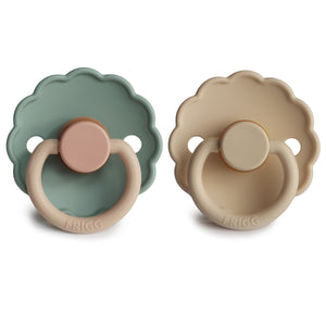 FRIGG Daisy Natural Rubber Baby Pacifier 2-pack | Willow/Croissant