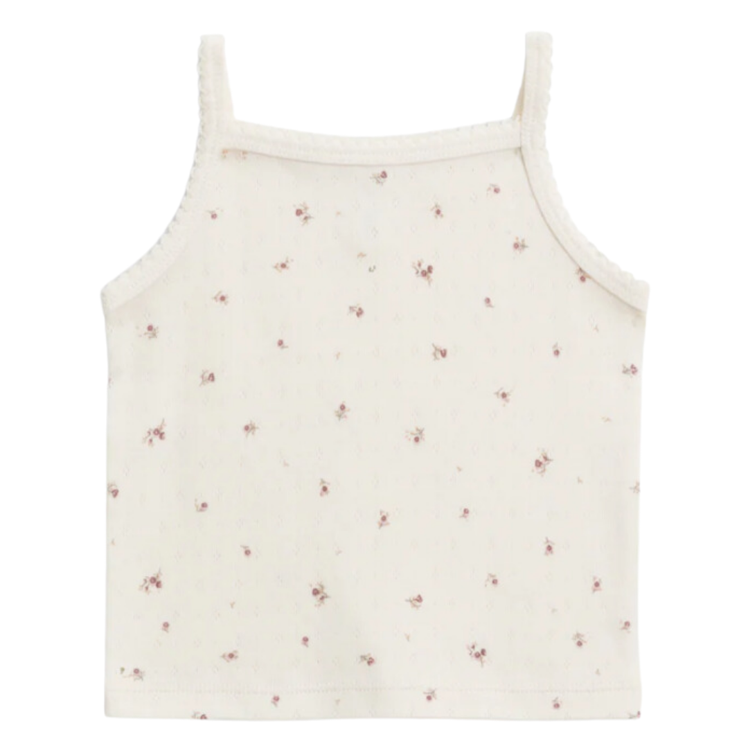 Iris Pointelle Tank  Ivory Floral – Pea Sprout