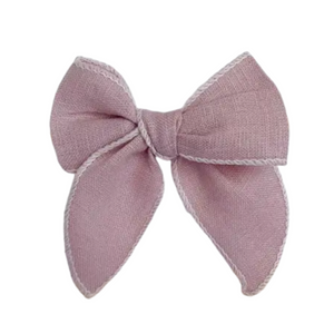 Lilac Pink Linen Fable Bow | Alligator Clip or Nylon Band