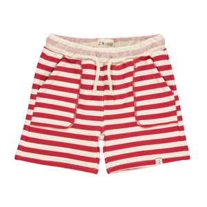 Striped Cotton Shorts | Red